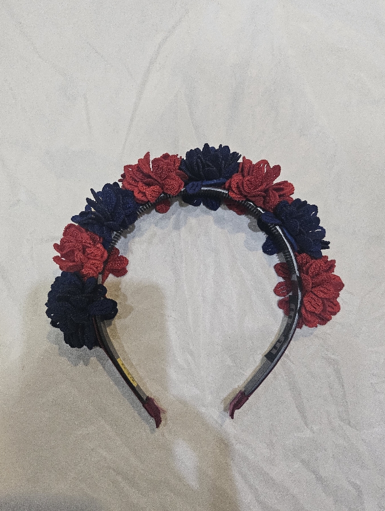 Girlz Red And Navy Floral Fabric Headband